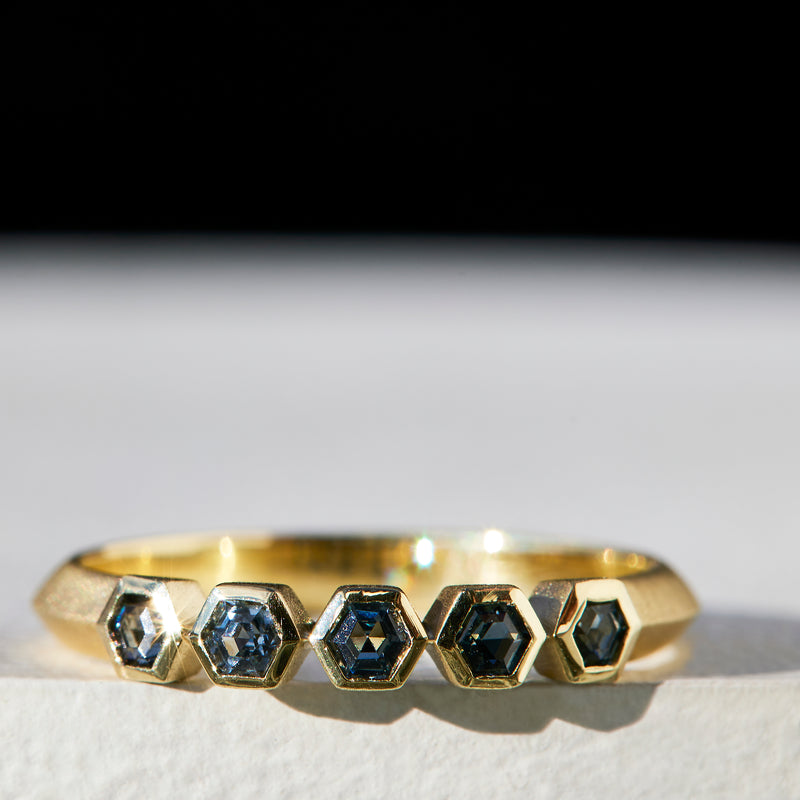 Blue Spinel 5 Stone Band