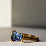 Blue Sapphire Large Tapered Baguette Rock Ring