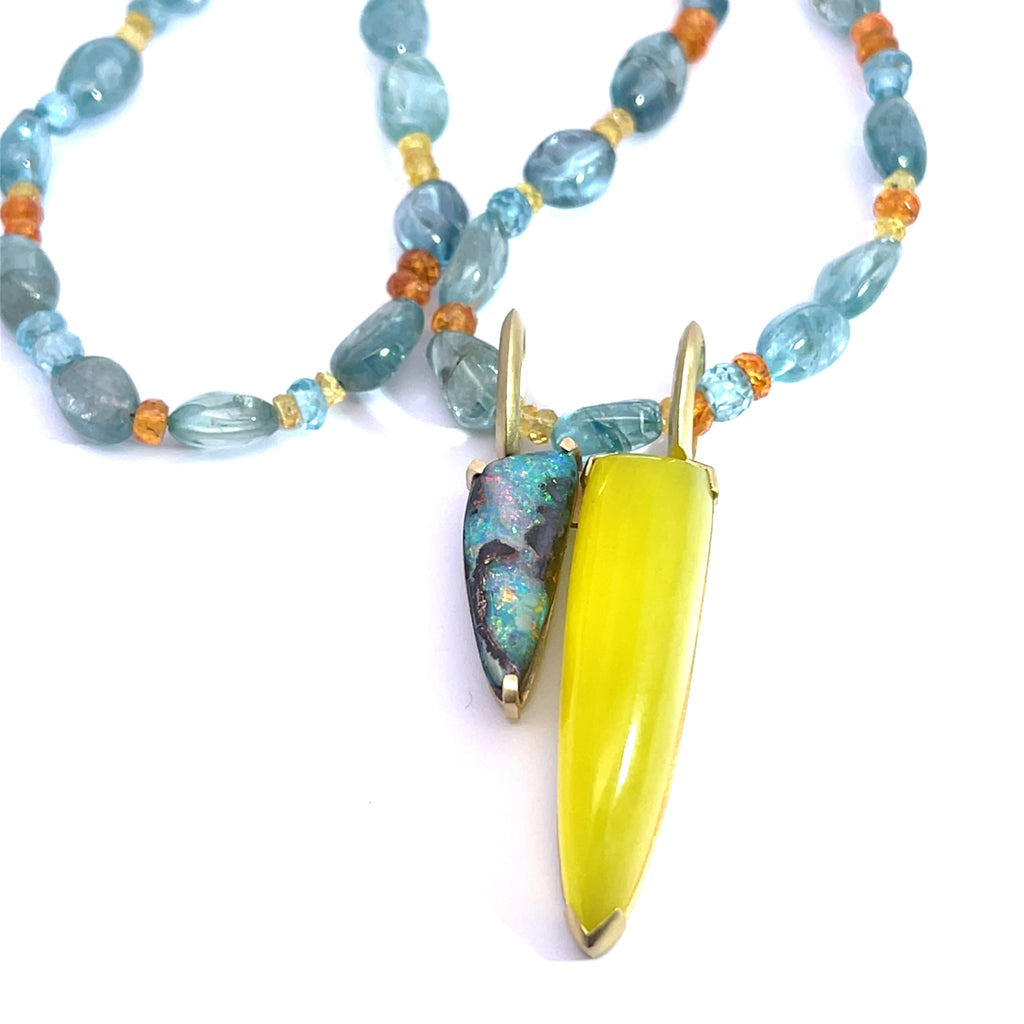 18k Cerileite and Opal Pendant