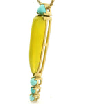 18k Cerileite and Turquoise Pendant