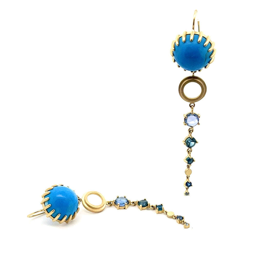 18k Ceruleite and Sapphire Drips