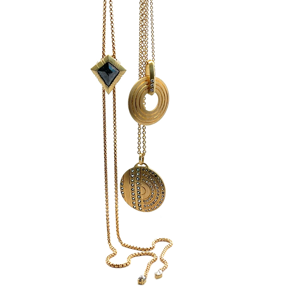 18k Yellow Gold Black Diamond Bolo Necklace
