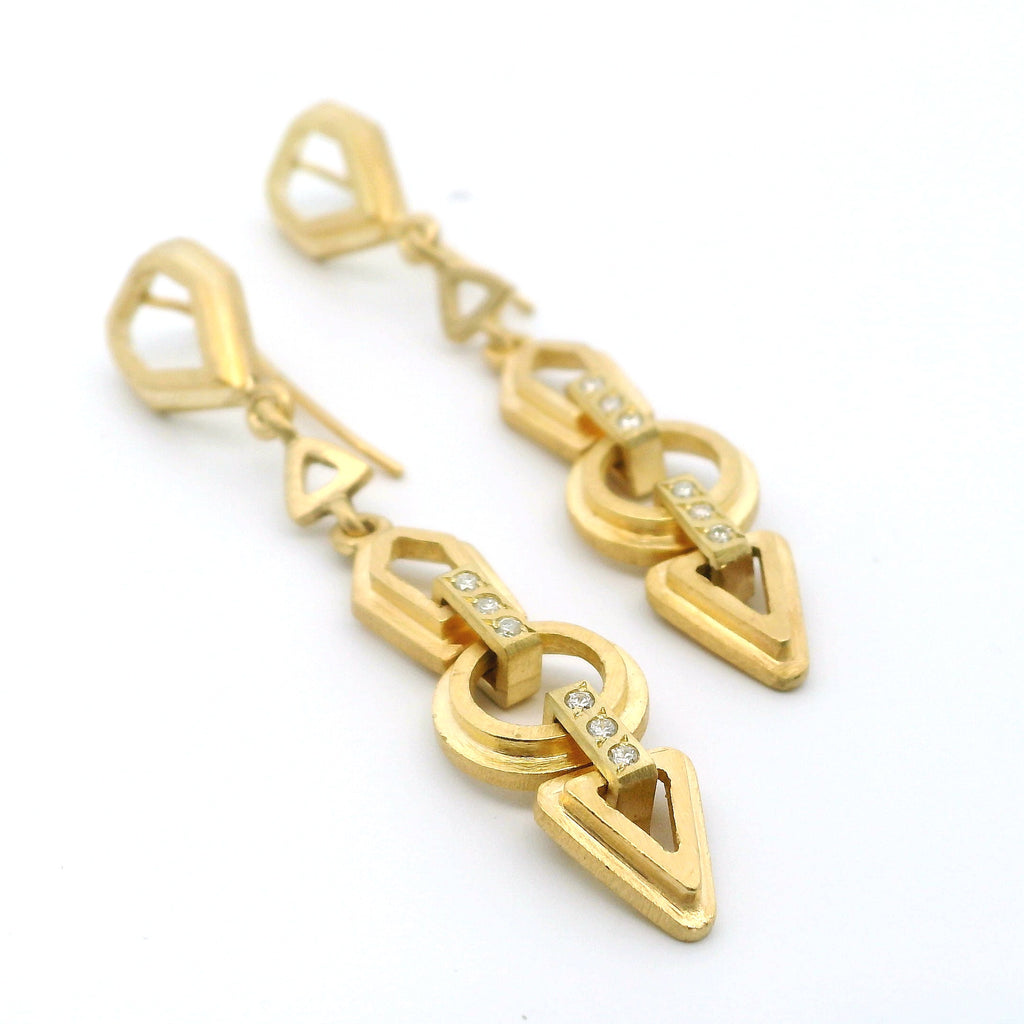 18k Yellow Gold Pyramid Totem Earrings