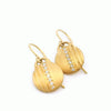 18k Yellow Gold Linear Carved Notch Diamond Earrings