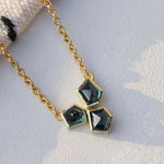 Geometric Green Sapphire Trio Cluster Necklace