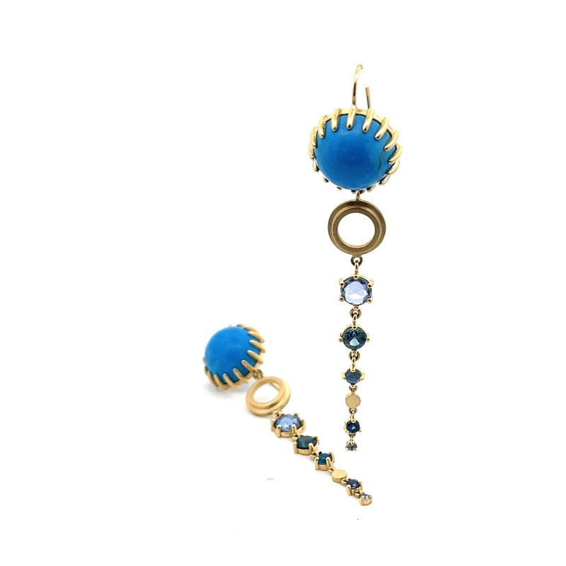 18k Ceruleite and Sapphire Drips