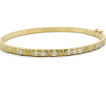 18k Yellow Gold Carved Notch Hinged Diamond Bracelet