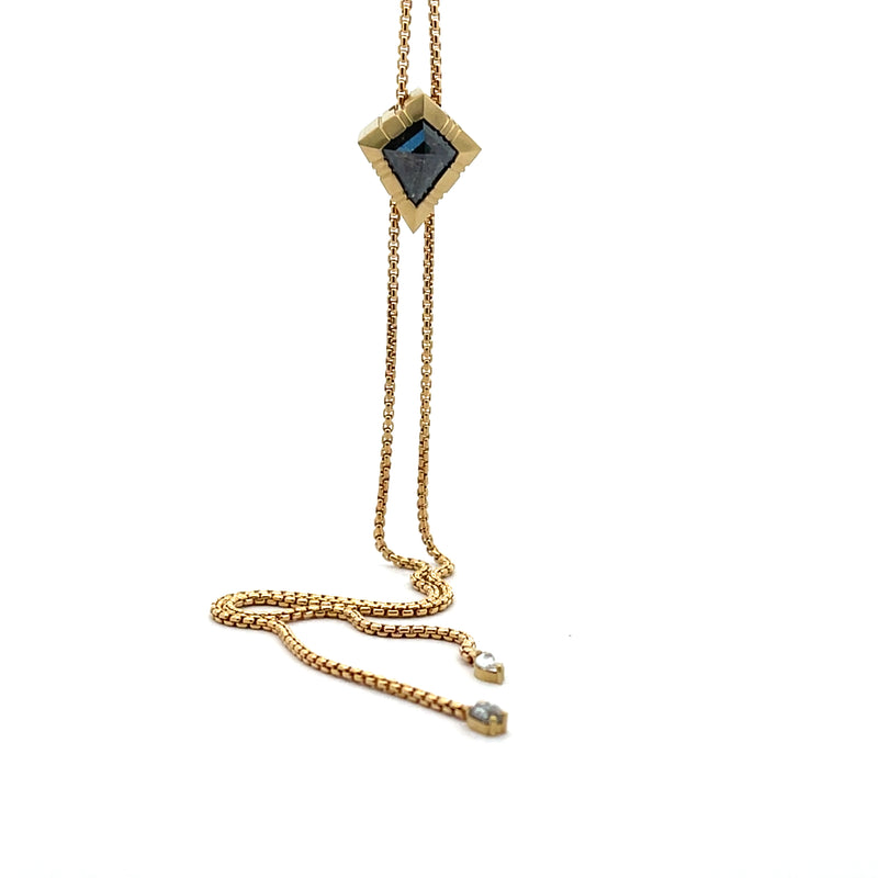 18k Yellow Gold Black Diamond Bolo Necklace