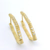 18k Yellow Gold Diamond Knife Edge Carved Notch Point Hoops