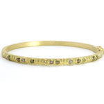 18k Yellow Gold Carved Notch Knife Edge Natural Colored Diamond Bracelet