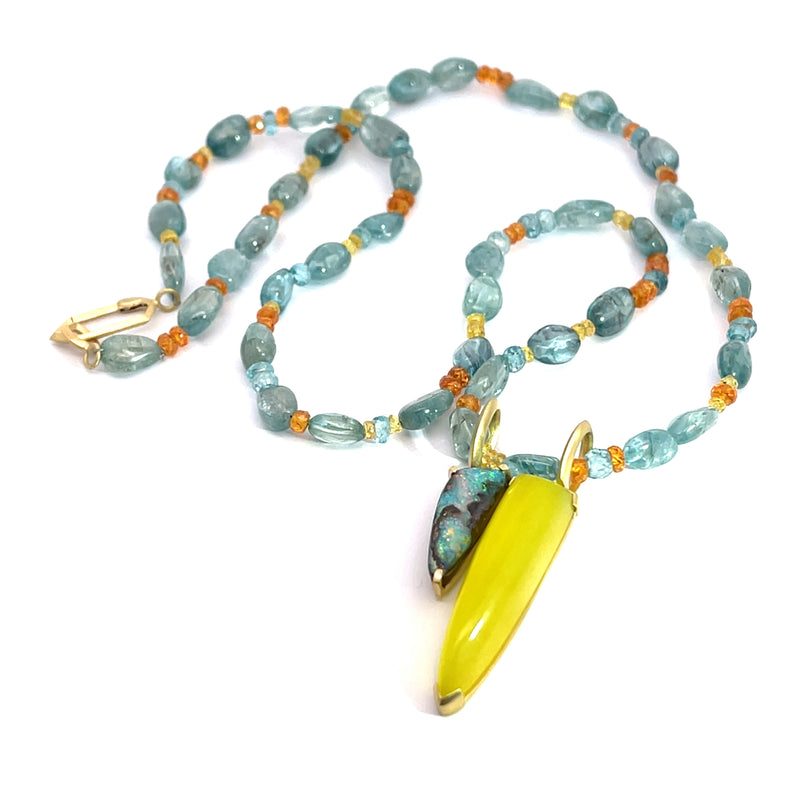 18k Cerileite and Opal Pendant