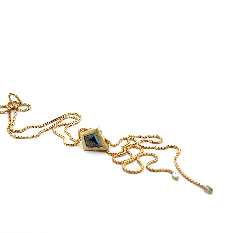 18k Yellow Gold Black Diamond Bolo Necklace