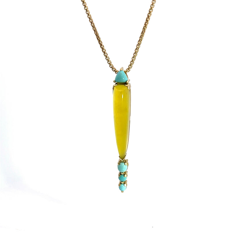 18k Cerileite and Turquoise Pendant