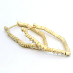 18k Yellow Gold Diamond Knife Edge Carved Notch Point Hoops