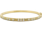 18k Yellow Gold Carved Notch Hinged Diamond Bracelet