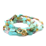 18k Opal, Tourmaline, Sunstone and Brown Diamond On The Rocks Necklace