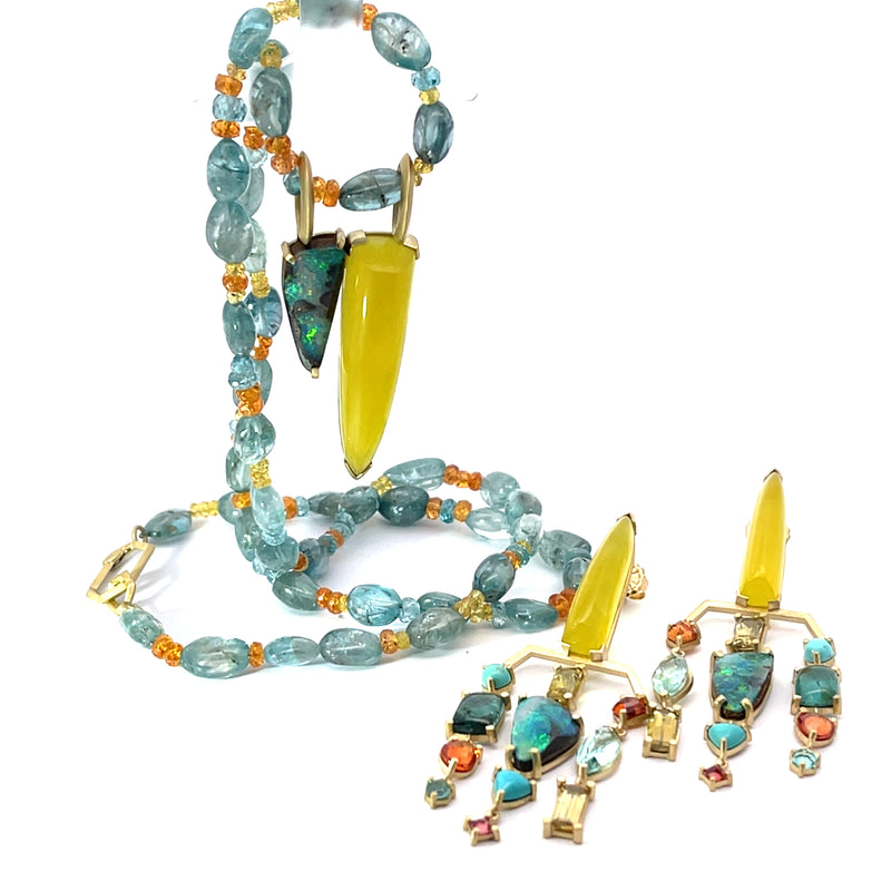 18k Cerileite and Opal Pendant