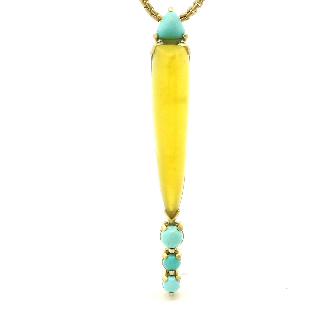 18k Cerileite and Turquoise Pendant