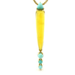 18k Cerileite and Turquoise Pendant