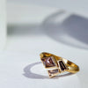 18k Yellow gold Plum Spinel and Sapphire Open Top Ring