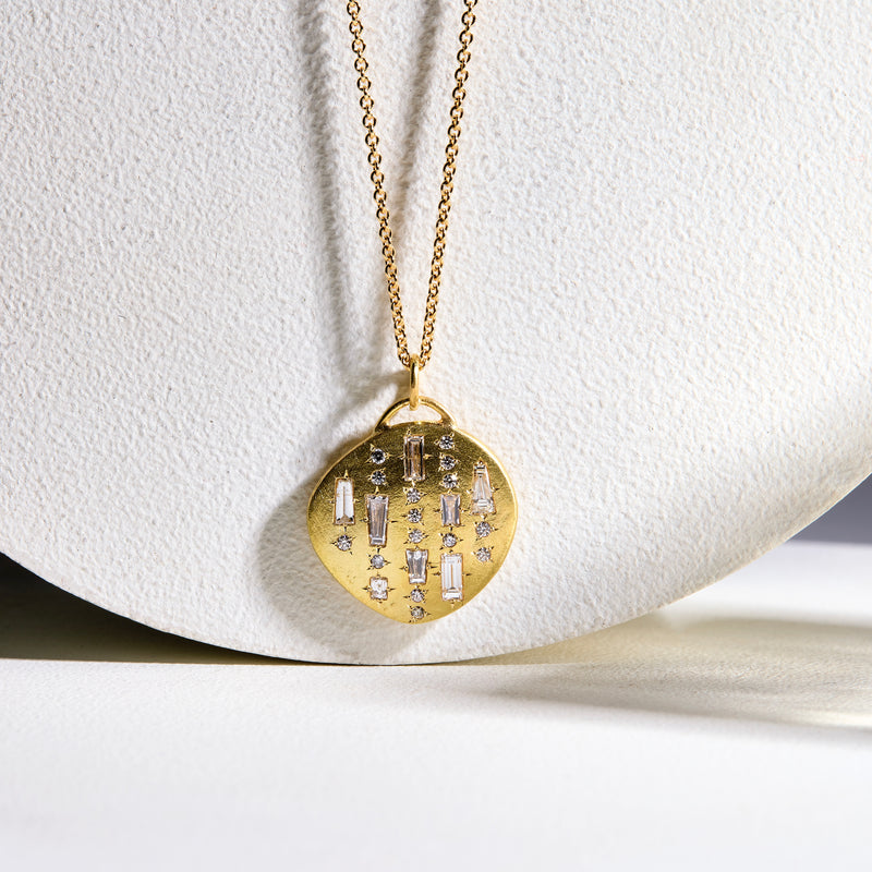 Baguette and Round Diamond Medallion