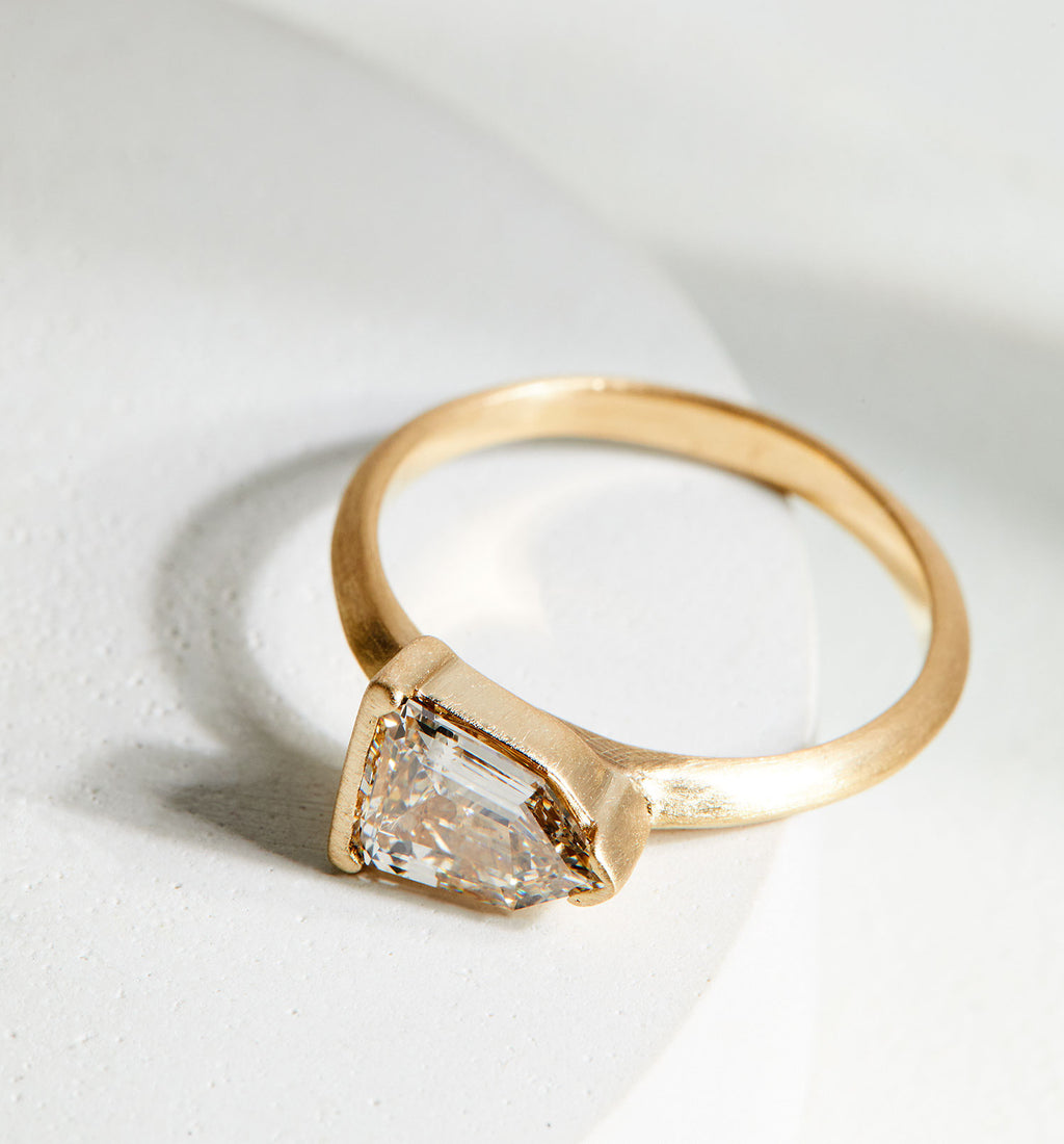 Shield Diamond Engagement Ring